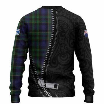Mowat Tartan Knitted Sweater New Zealand Pattern Unique Zipper Stylized