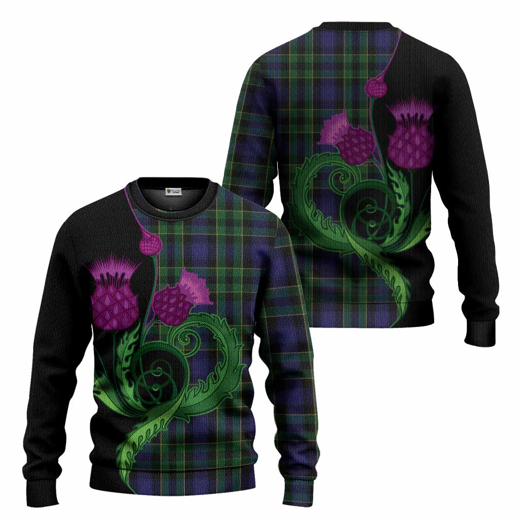 Mowat Tartan Knitted Sweater Traditional Scottish Thistle