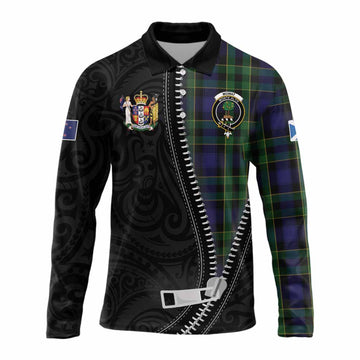 Mowat Tartan Long Sleeve Polo Shirt New Zealand Pattern Unique Zipper Stylized