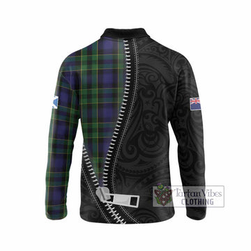 Mowat Tartan Long Sleeve Polo Shirt New Zealand Pattern Unique Zipper Stylized