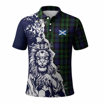 Mowat Tartan Scottish Polo Shirt Angry Lion With Soccer Ball Style