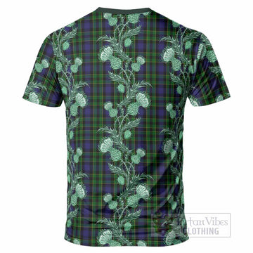 Mowat Tartan T-Shirt Seamless Scottish Thistle Flowers