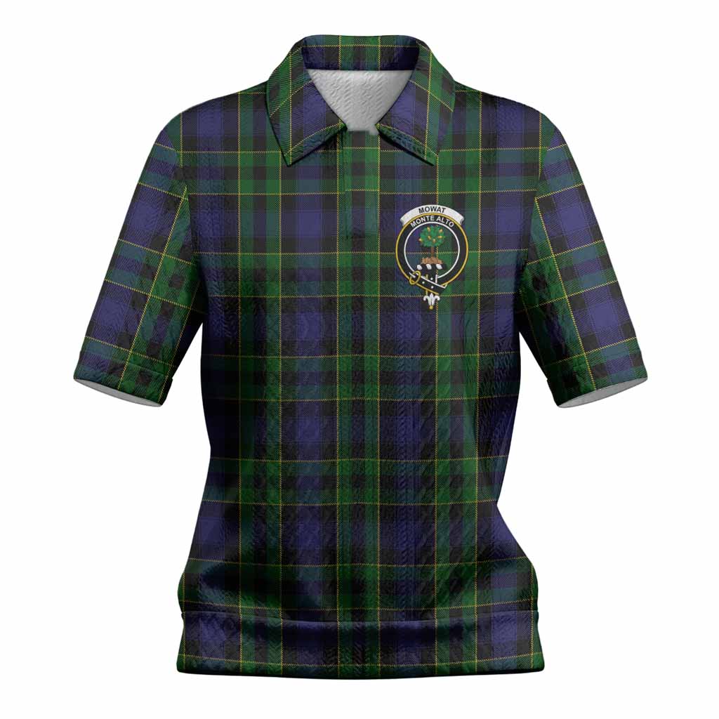 Mowat Tartan Women’s Polo Sweater Top with Family Crest