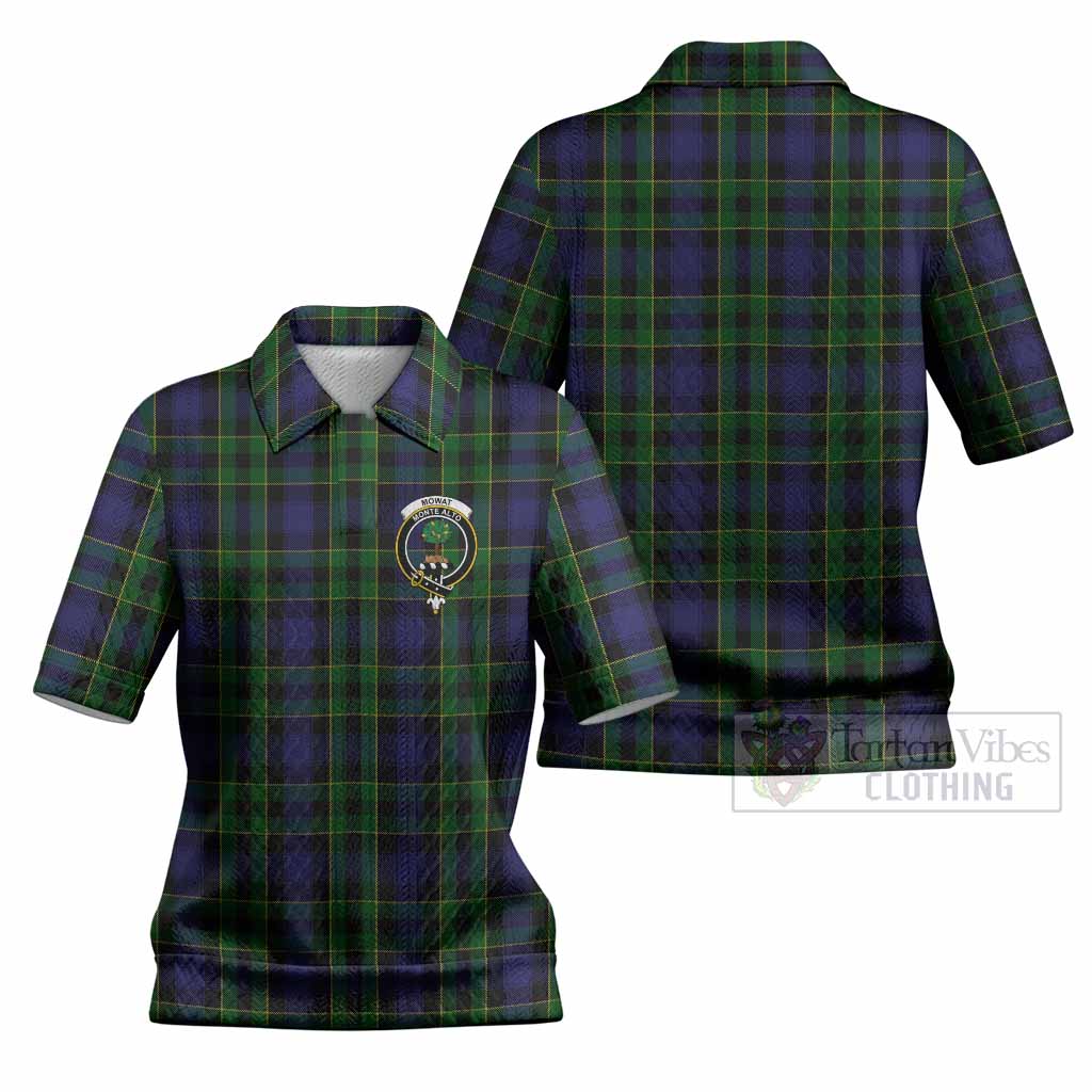 Mowat Tartan Women’s Polo Sweater Top with Family Crest