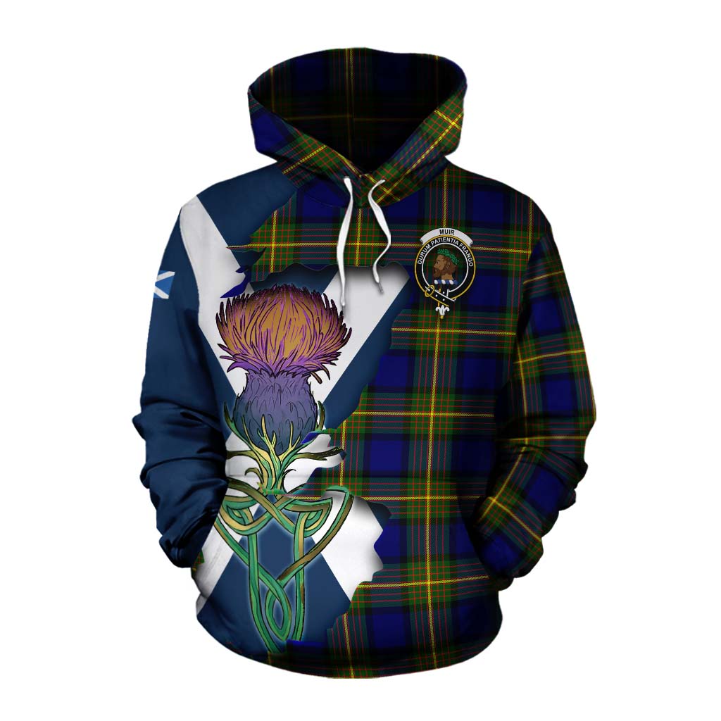 Tartan Vibes Clothing Muir Tartan Family Crest Cotton Hoodie Scottish Thistle Celtic Inspired