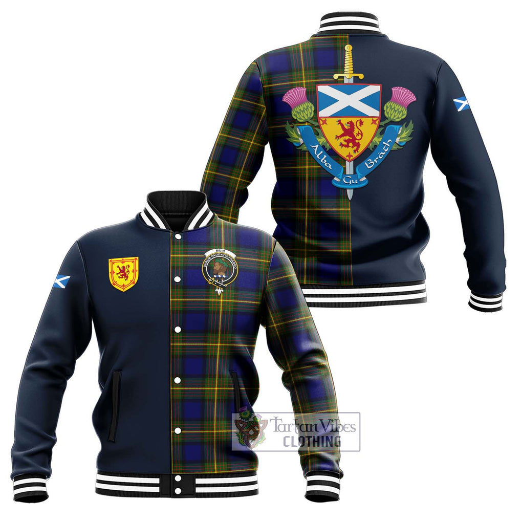 Tartan Vibes Clothing Muir Tartan Baseball Jacket with Scottish Lion Royal Arm Half Style