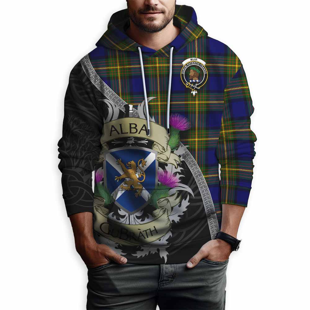 Tartan Vibes Clothing Muir Tartan Family Crest Hoodie Lion Rampant Royal Thistle Shield Celtic Inspired