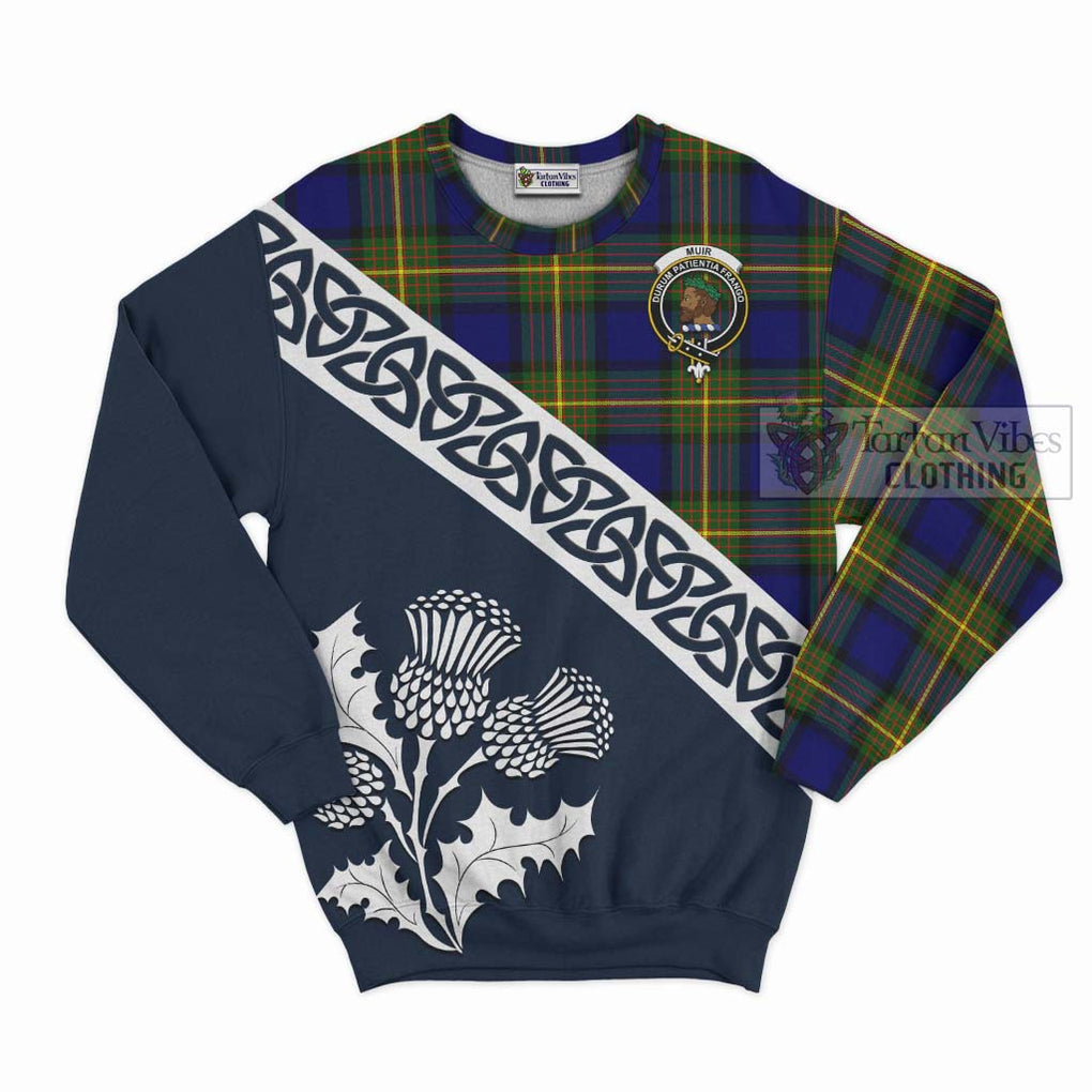 Tartan Vibes Clothing Muir Tartan Sweatshirt Featuring Thistle and Scotland Map