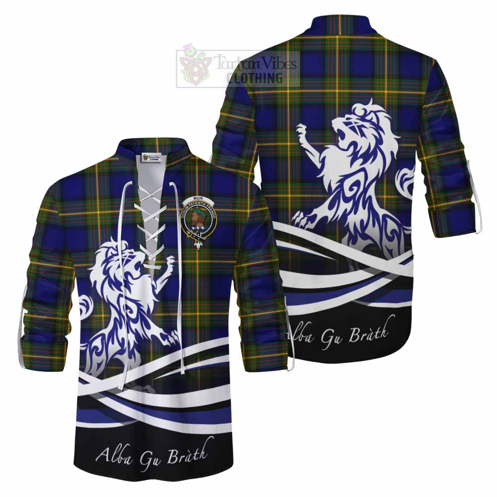 Tartan Vibes Clothing Muir Tartan Ghillie Kilt Shirt with Alba Gu Brath Regal Lion Emblem