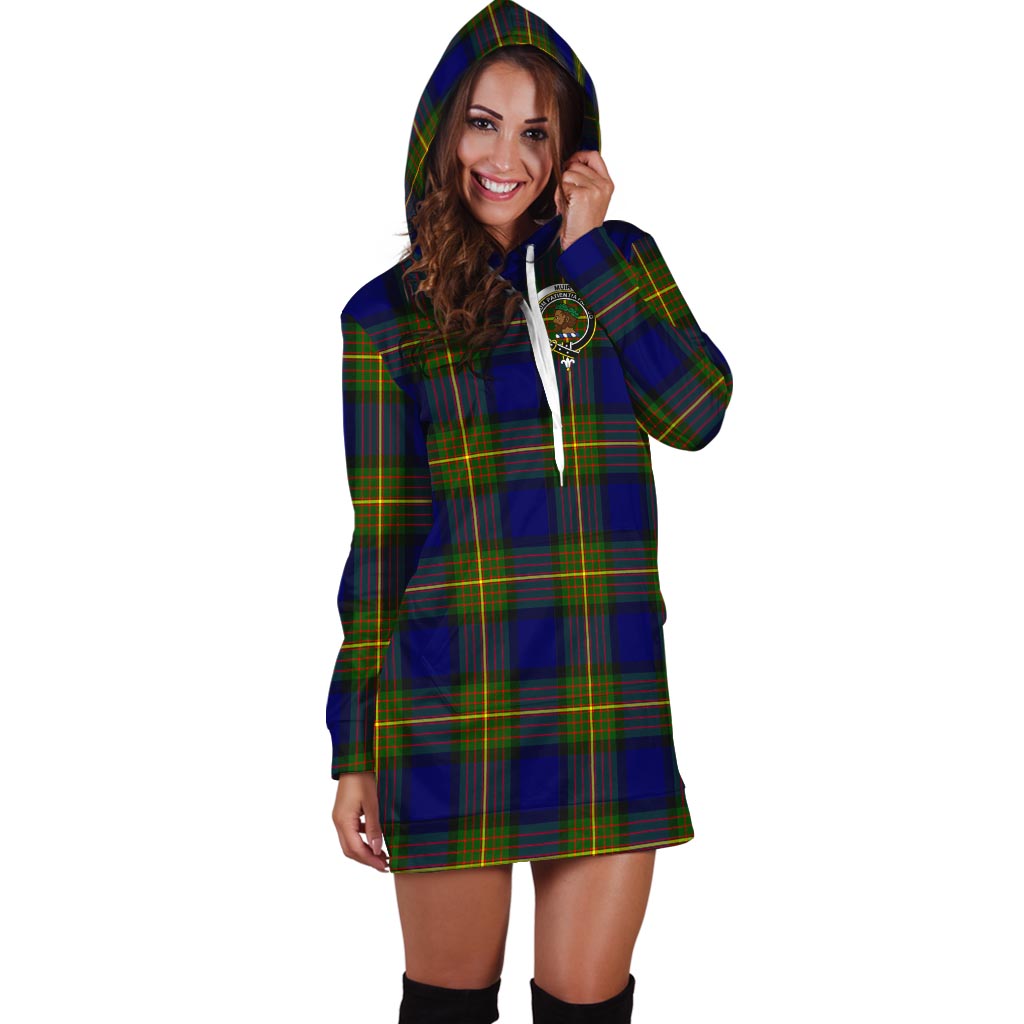 Muir Tartan Hoodie Dress with Family Crest - Tartan Vibes Clothing