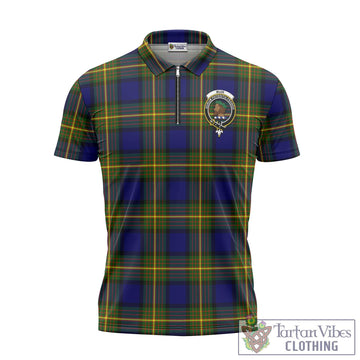 Muir Tartan Zipper Polo Shirt with Family Crest
