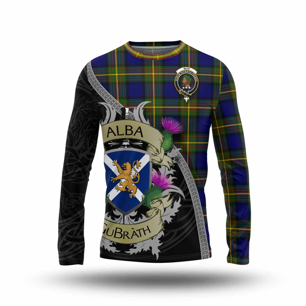 Tartan Vibes Clothing Muir Tartan Family Crest Long Sleeve T-Shirt Lion Rampant Royal Thistle Shield Celtic Inspired