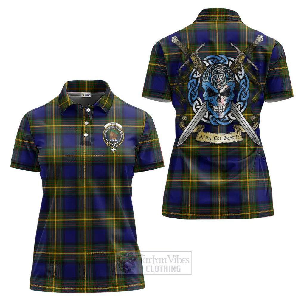 Tartan Vibes Clothing Muir Tartan Women's Polo Shirt with Family Crest Celtic Skull Style