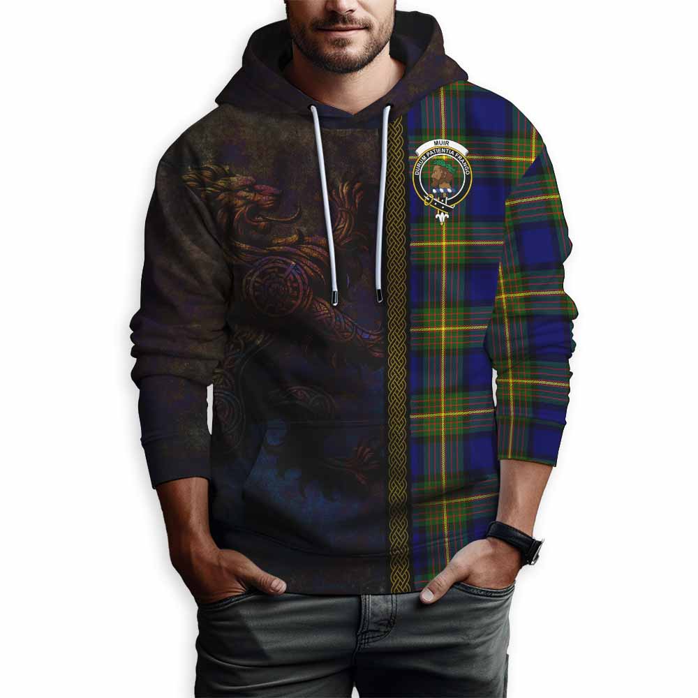 Tartan Vibes Clothing Muir Tartan Family Crest Hoodie Alba Gu Brath Be Brave Lion Ancient Style