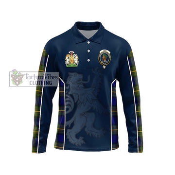 Muir Tartan Long Sleeve Polo Shirt with Family Crest and Lion Rampant Vibes Sport Style Unisex - Tartan Vibes Clothing