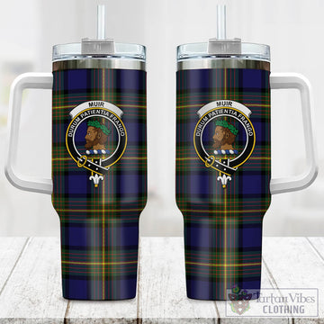 Muir Tartan and Family Crest Tumbler with Handle