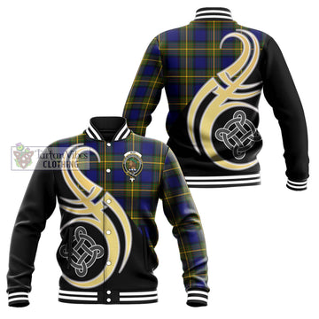 Muir Tartan Baseball Jacket with Family Crest and Celtic Symbol Style Unisex - Tartan Vibes Clothing