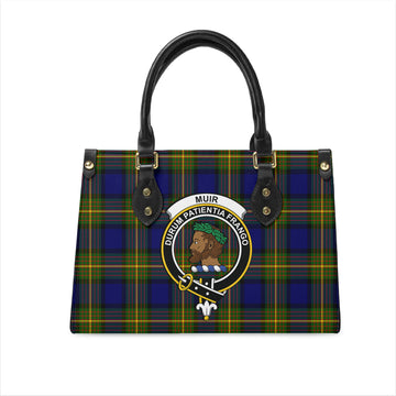 Muir Tartan Leather Bag with Family Crest