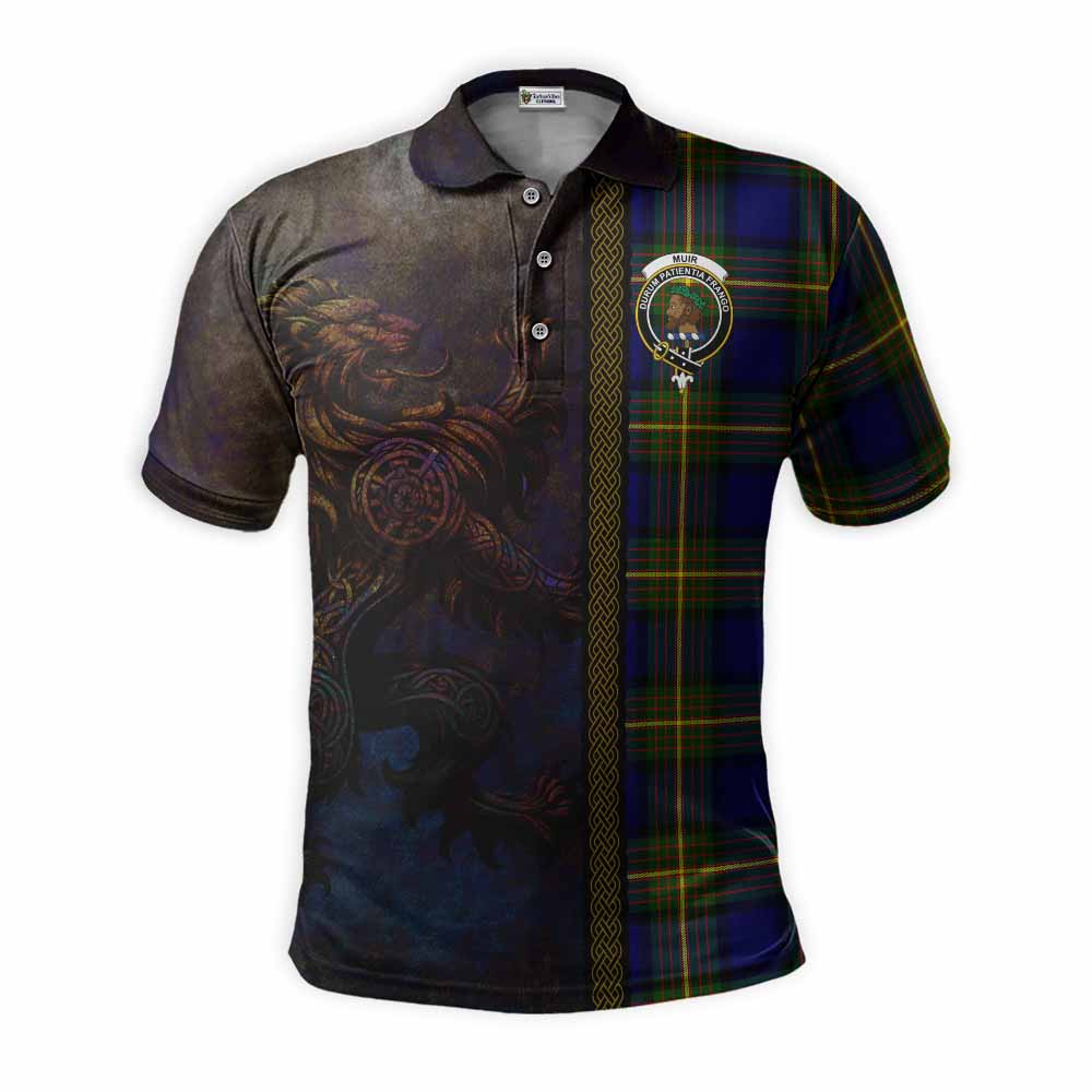 Tartan Vibes Clothing Muir Tartan Family Crest Polo Shirt Alba Gu Brath Be Brave Lion Ancient Style