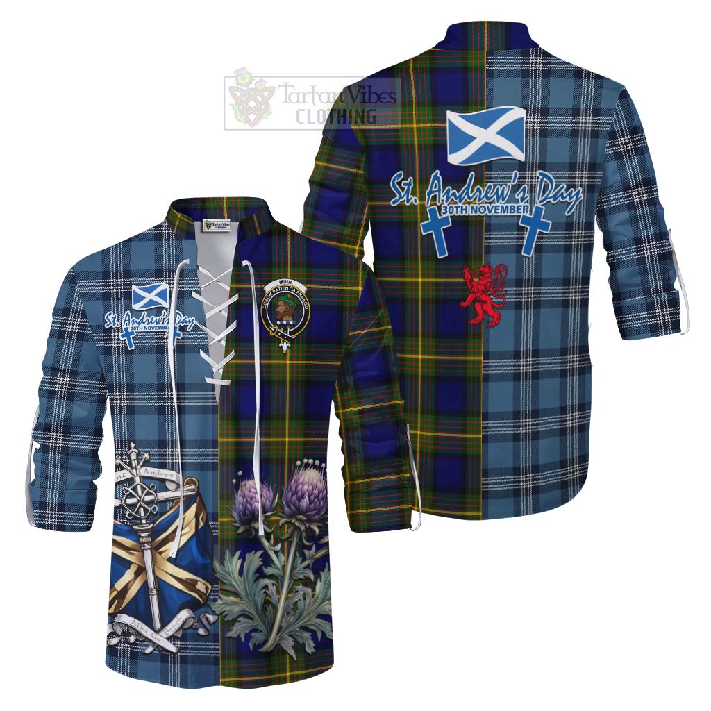 Tartan Vibes Clothing Muir Tartan Ghillie Kilt Shirt Happy St. Andrew's Day Half Tartan Style