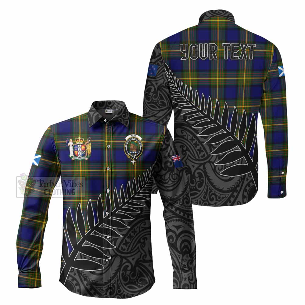 Muir Crest Tartan Long Sleeve Button Shirt with New Zealand Silver Fern Half Style Men's Shirt S - Tartan Vibes Clothing