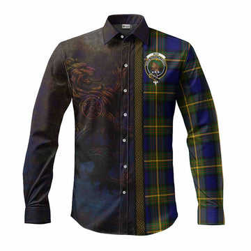 Muir Tartan Family Crest Long Sleeve Button Shirt Alba Gu Brath Be Brave Lion Ancient Style