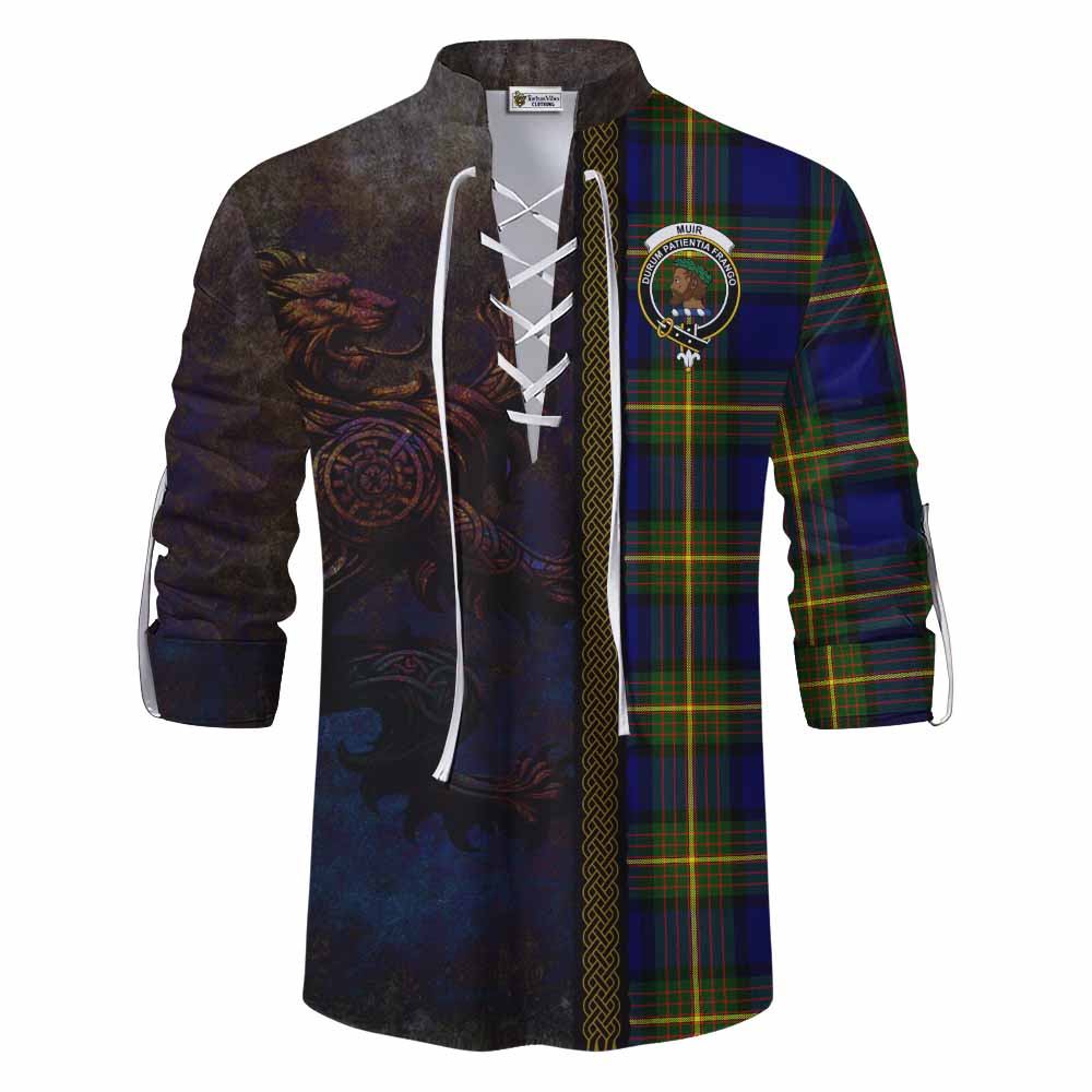 Tartan Vibes Clothing Muir Tartan Family Crest Ghillie Kilt Shirt Alba Gu Brath Be Brave Lion Ancient Style
