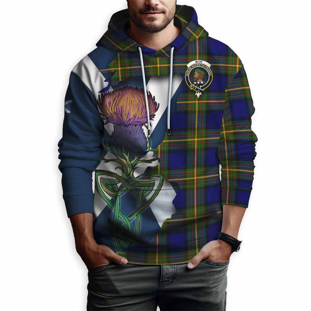 Tartan Vibes Clothing Muir Tartan Family Crest Hoodie Scottish Thistle Celtic Inspired