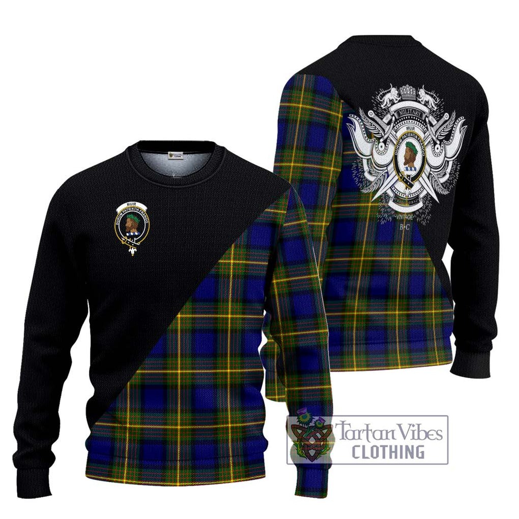 Muir Tartan Knitted Sweater with Family Crest and Military Logo Style Unisex - Tartanvibesclothing Shop