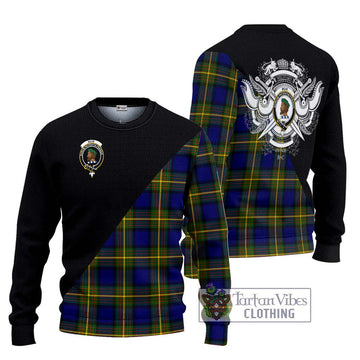 Muir Tartan Knitted Sweater with Family Crest and Military Logo Style Unisex - Tartanvibesclothing Shop