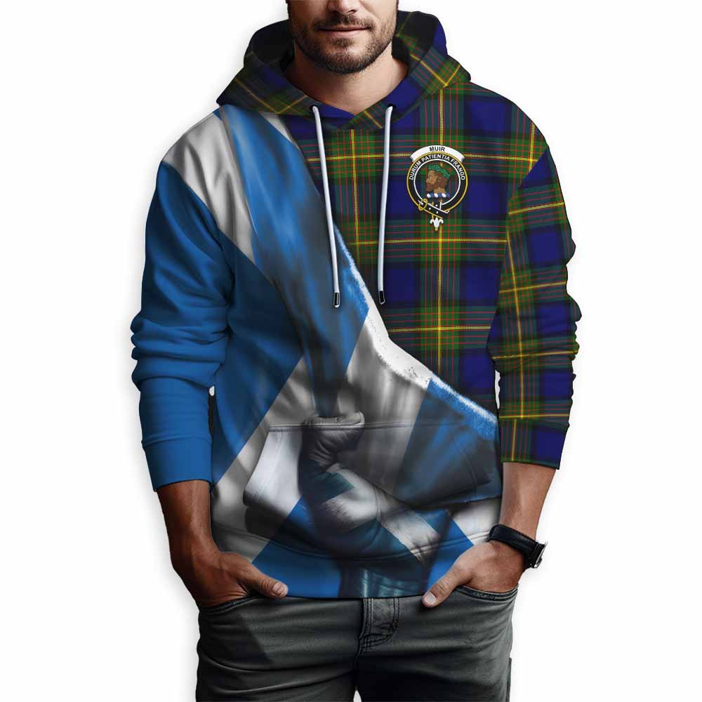 Tartan Vibes Clothing Muir Tartan Hoodie with Family Crest Scotland Patriotic Style