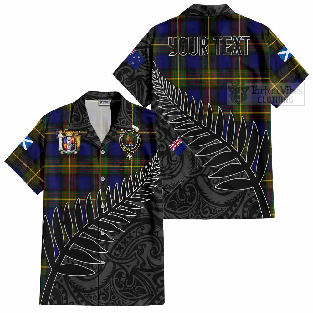 Tartan Vibes Clothing Muir Crest Tartan Short Sleeve Button Shirt with New Zealand Silver Fern Half Style