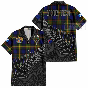 Tartan Vibes Clothing Muir Crest Tartan Short Sleeve Button Shirt with New Zealand Silver Fern Half Style