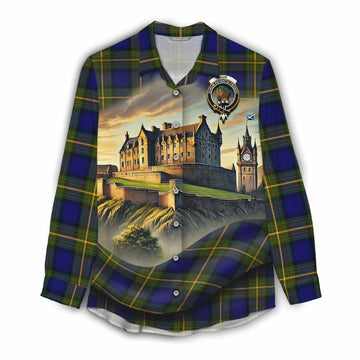 Muir Tartan Family Crest Women's Casual Shirt with Scottish Ancient Castle Style
