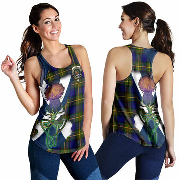 Tartan Vibes Clothing Muir Tartan Family Crest Women's Racerback Tanks Scottish Thistle Celtic Inspired