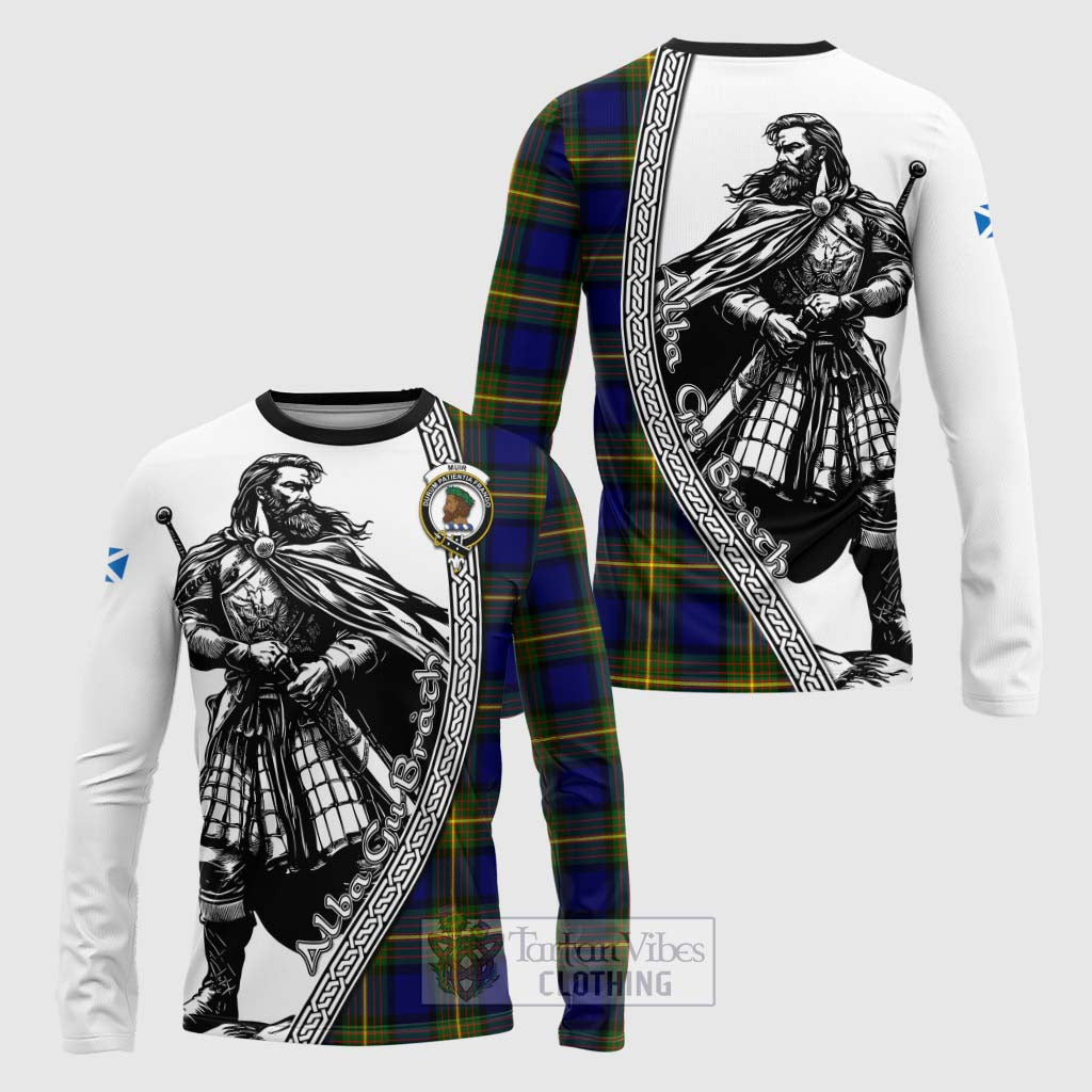 Tartan Vibes Clothing Muir Tartan Clan Crest Long Sleeve T-Shirt with Highlander Warrior Celtic Style
