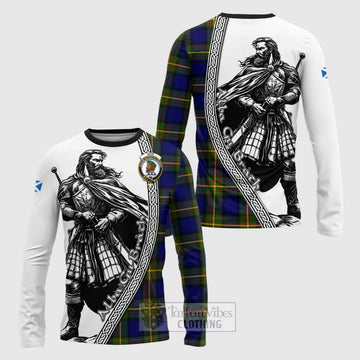 Tartan Vibes Clothing Muir Tartan Clan Crest Long Sleeve T-Shirt with Highlander Warrior Celtic Style
