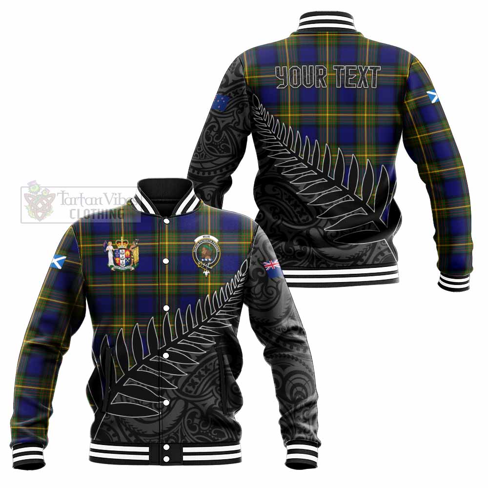 Tartan Vibes Clothing Muir Crest Tartan Baseball Jacket with New Zealand Silver Fern Half Style