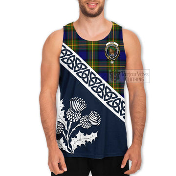 Tartan Vibes Clothing Muir Tartan Men's Tank Top Featuring Thistle and Scotland Map