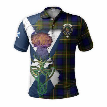 Muir Tartan Family Crest Polo Shirt Scottish Thistle Celtic Inspired