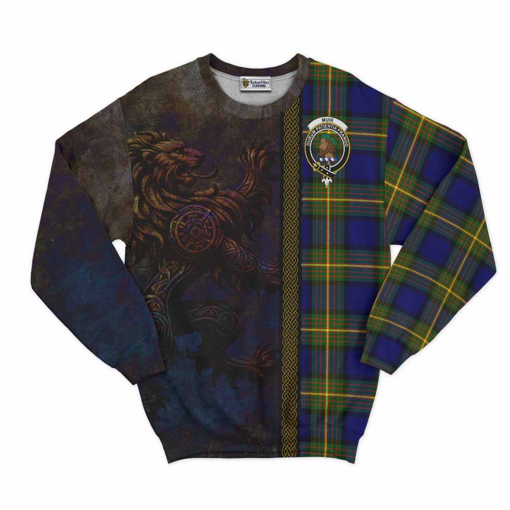 Tartan Vibes Clothing Muir Tartan Family Crest Sweatshirt Alba Gu Brath Be Brave Lion Ancient Style