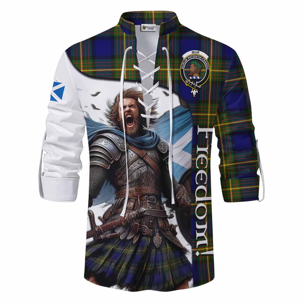 Tartan Vibes Clothing Muir Crest Tartan Ghillie Kilt Shirt Inspired by the Freedom of Scottish Warrior