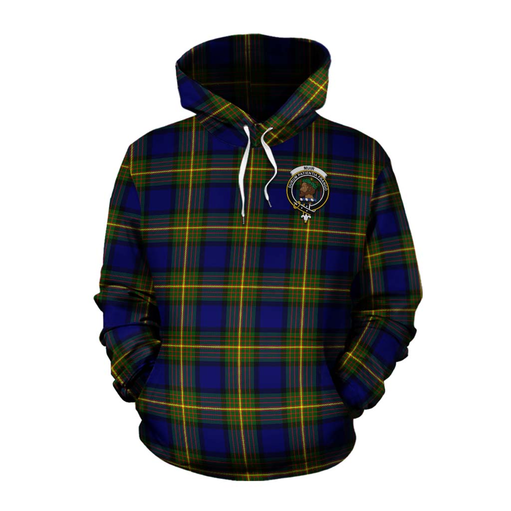 Tartan Vibes Clothing Muir Tartan Cotton Hoodie with Family Crest Celtic Skull Style