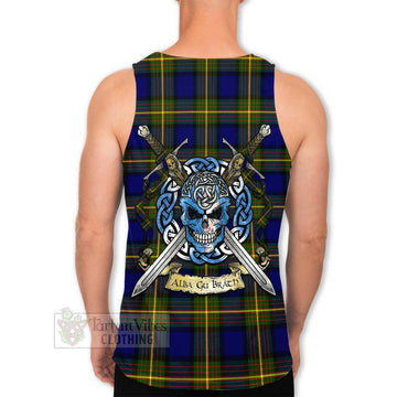 Tartan Vibes Clothing Muir Tartan Men's Tank Top with Family Crest Celtic Skull Style