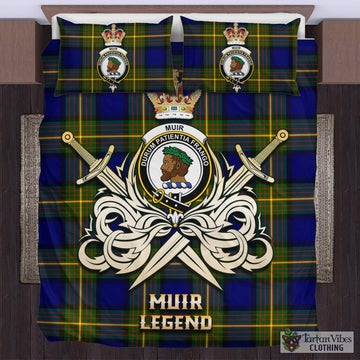 Muir Tartan Bedding Set with Clan Crest and the Golden Sword of Courageous Legacy