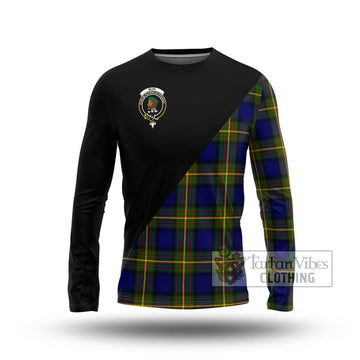 Muir Tartan Long Sleeve T-Shirt with Family Crest and Military Logo Style Unisex - Tartanvibesclothing Shop