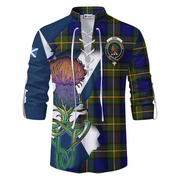 Muir Tartan Family Crest Ghillie Kilt Shirt Scottish Thistle Celtic Inspired