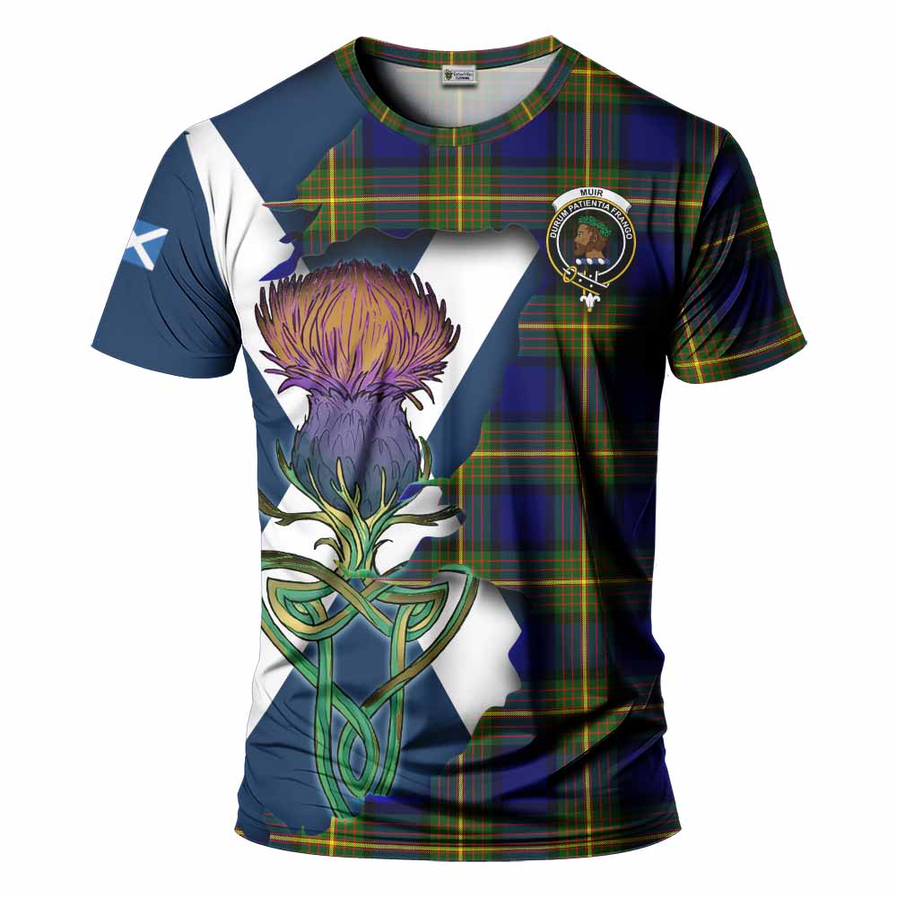 Tartan Vibes Clothing Muir Tartan Family Crest T-Shirt Scottish Thistle Celtic Inspired