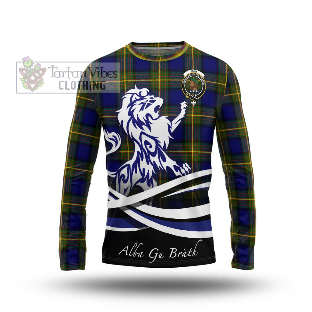 Muir Tartan Long Sleeve T-Shirt with Alba Gu Brath Regal Lion Emblem Unisex - Tartanvibesclothing Shop