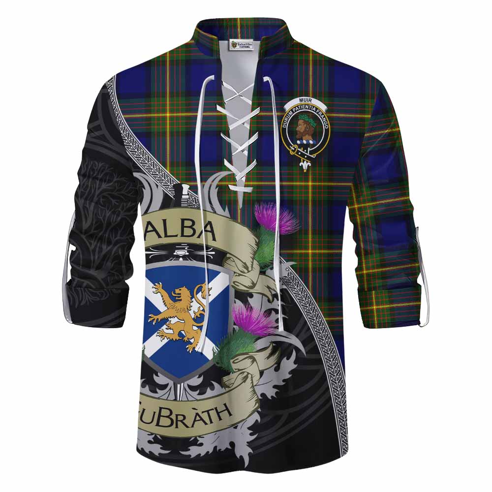 Tartan Vibes Clothing Muir Tartan Family Crest Ghillie Kilt Shirt Lion Rampant Royal Thistle Shield Celtic Inspired